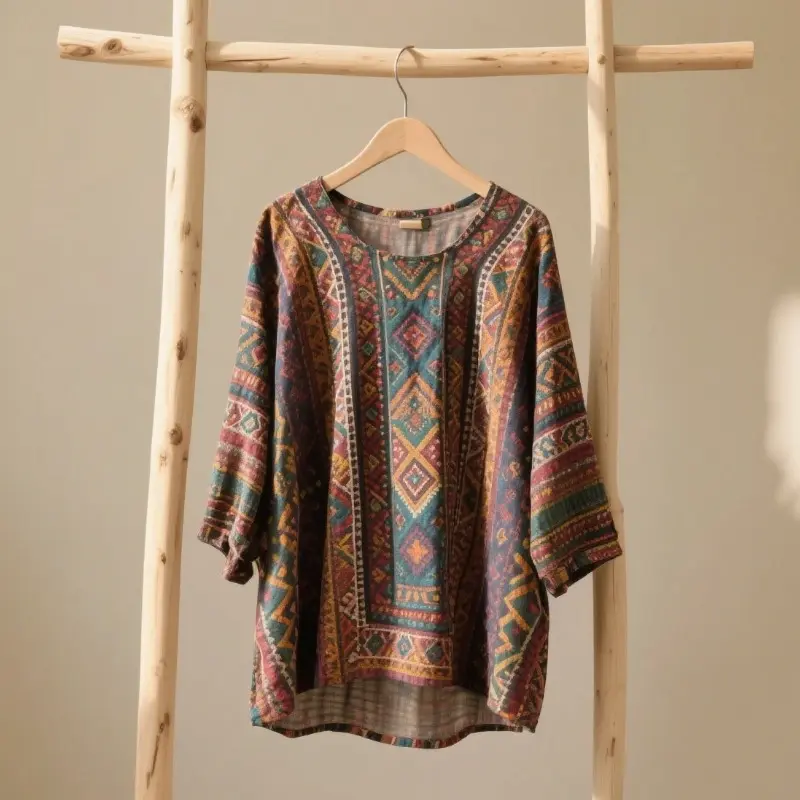 民族風印花寬鬆衫