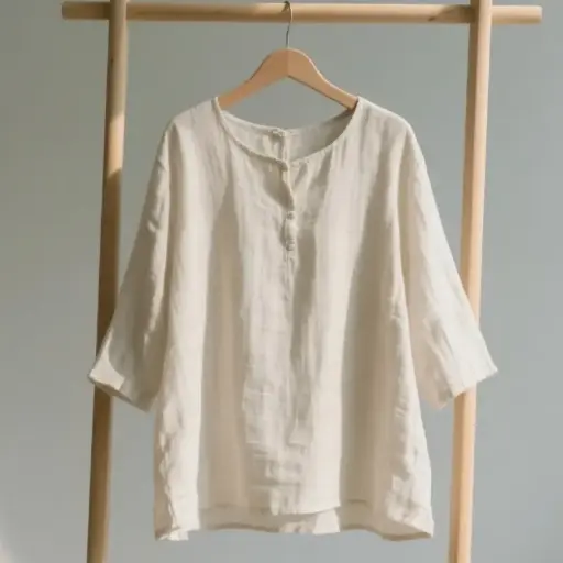 透氣棉麻七分袖上衣